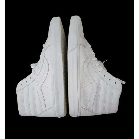 Vans Sk8-Hi Top Reissue Croc Embossed White Leather Sneakers Sz 8.5M / 10W - Picture 5 of 11